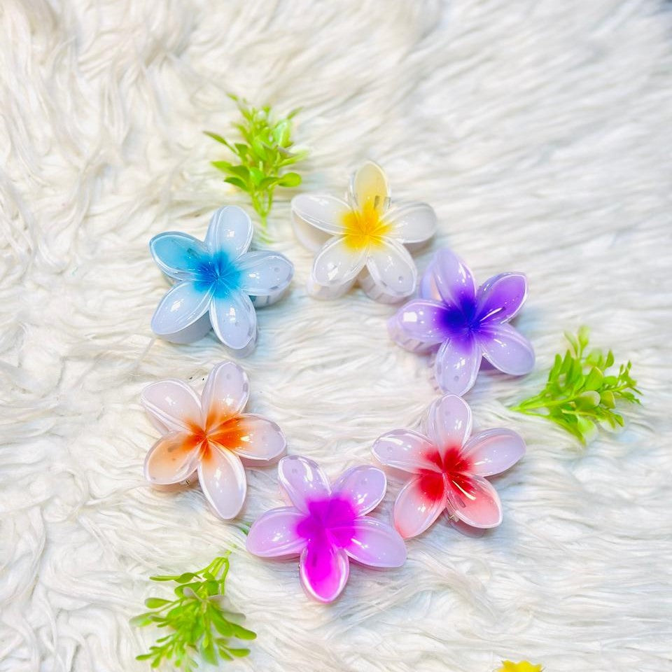 Pack of 6 Flower Clip (Pink+Orange+Purple+Red+Ferozi+Yellow) - Trendyspot.pk